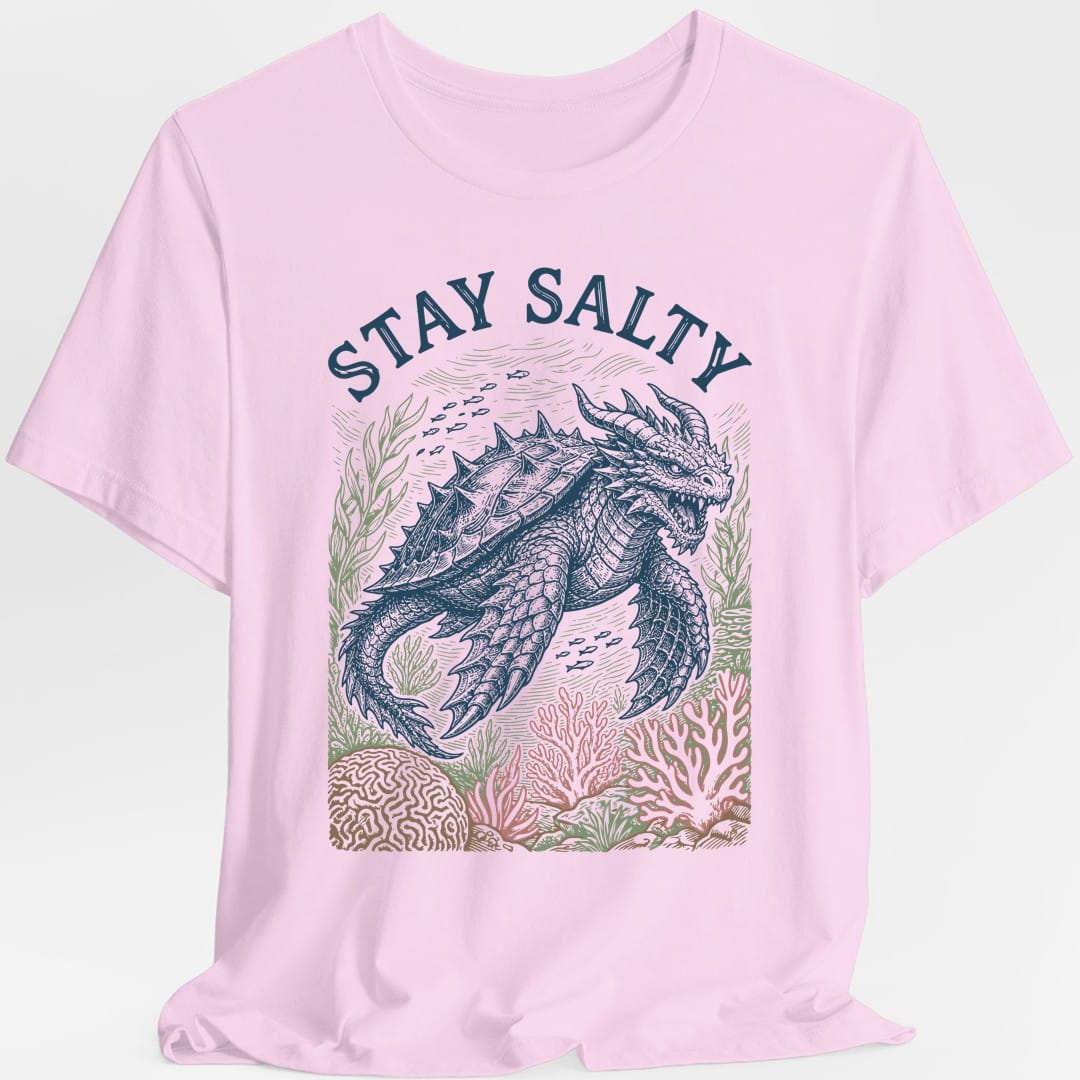 Printify T-Shirt Light Pink / S Stay Salty Dragon Turtle T-Shirt