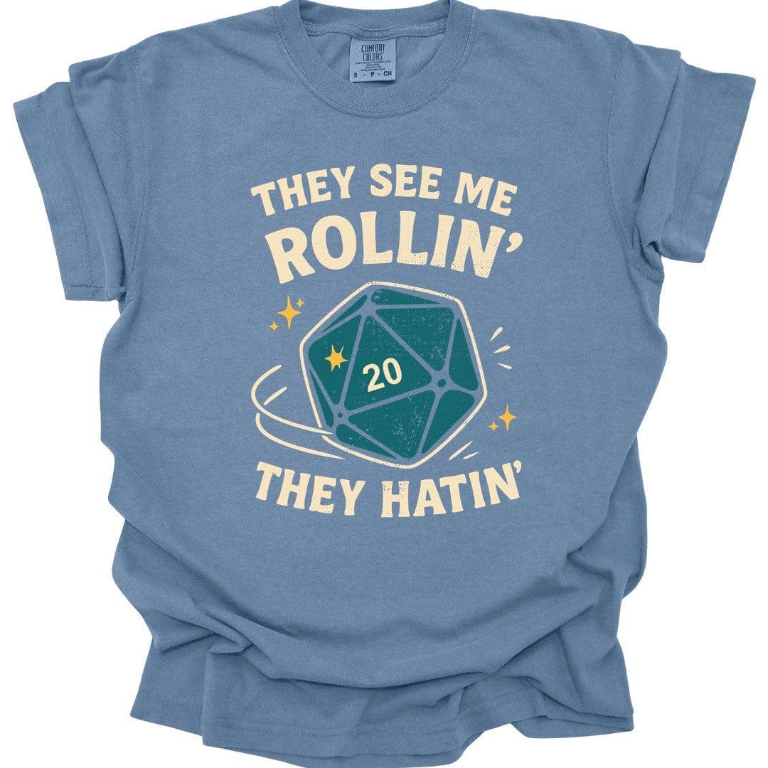 Printify T-Shirt Blue Jean / S They See Me Rollin' They Hatin' T-Shirt - Comfort Colors