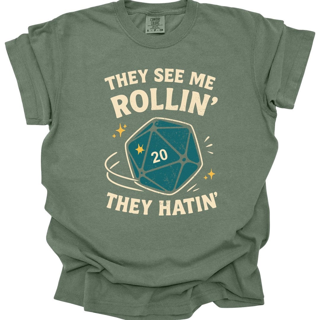 Printify T-Shirt Moss / S They See Me Rollin' They Hatin' T-Shirt - Comfort Colors