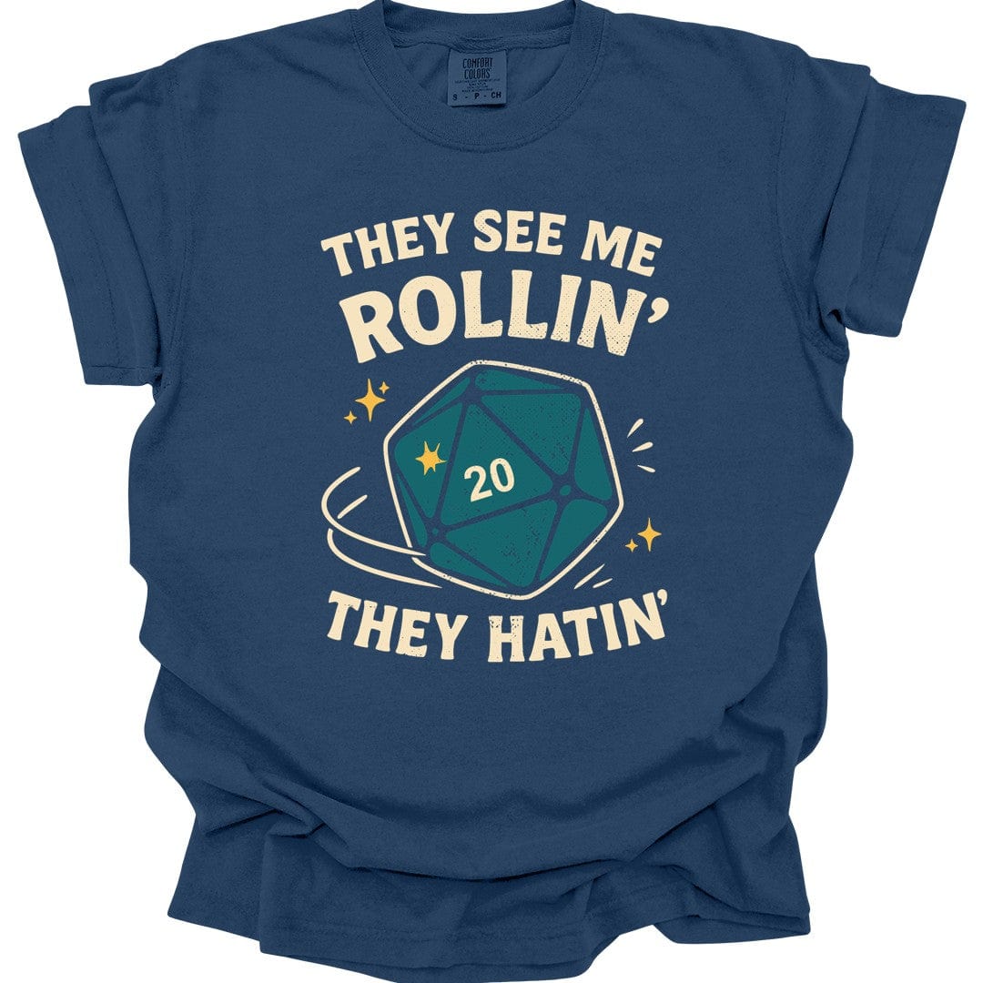 Printify T-Shirt True Navy / S They See Me Rollin' They Hatin' T-Shirt - Comfort Colors
