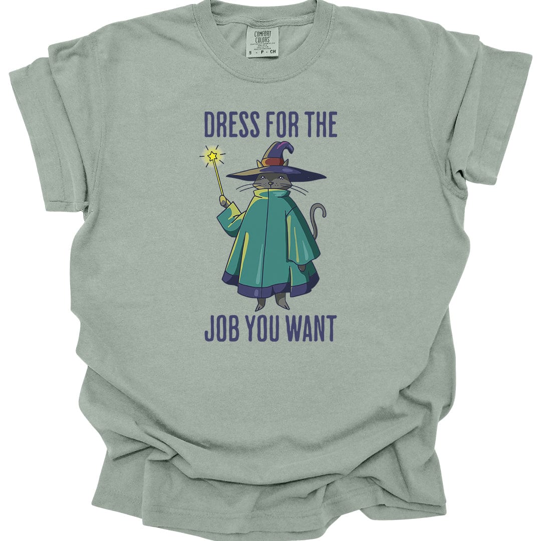 Printify T-Shirt Bay / S Wizard Cat T-Shirt - Dress For The Job You Want - Comfort Colors