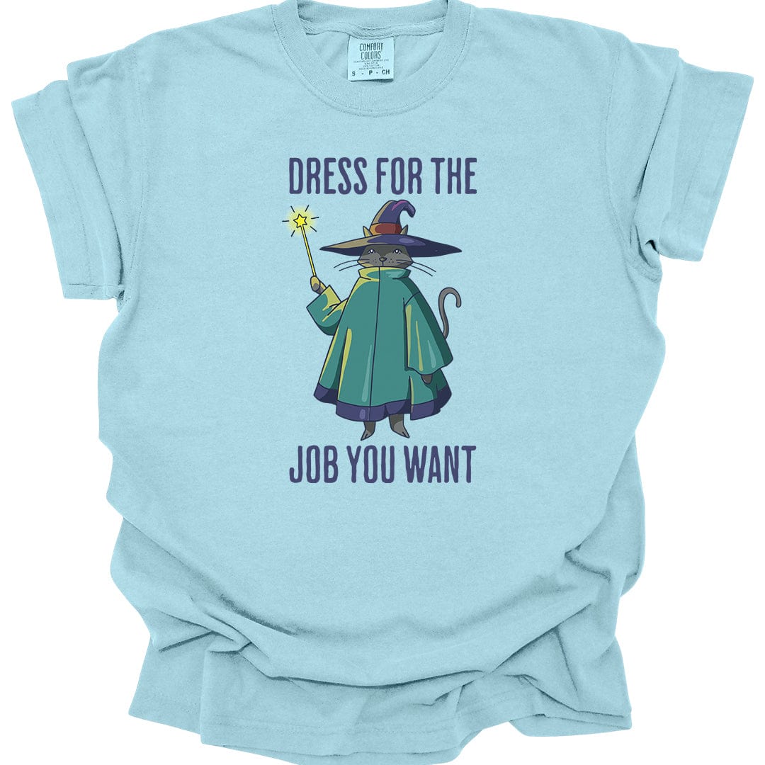 Printify T-Shirt Chambray / S Wizard Cat T-Shirt - Dress For The Job You Want - Comfort Colors