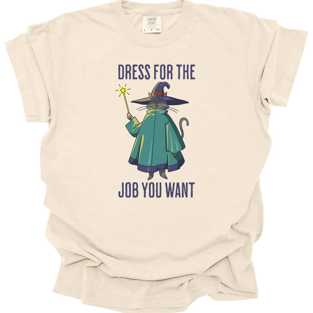 Printify T-Shirt Ivory / S Wizard Cat T-Shirt - Dress For The Job You Want - Comfort Colors