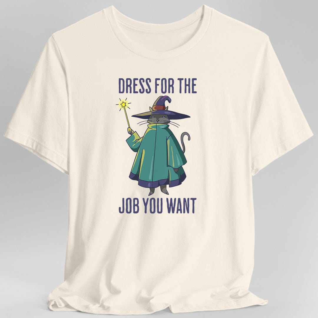 Printify T-Shirt Natural / S Wizard Cat T-Shirt - Dress For The Job You Want