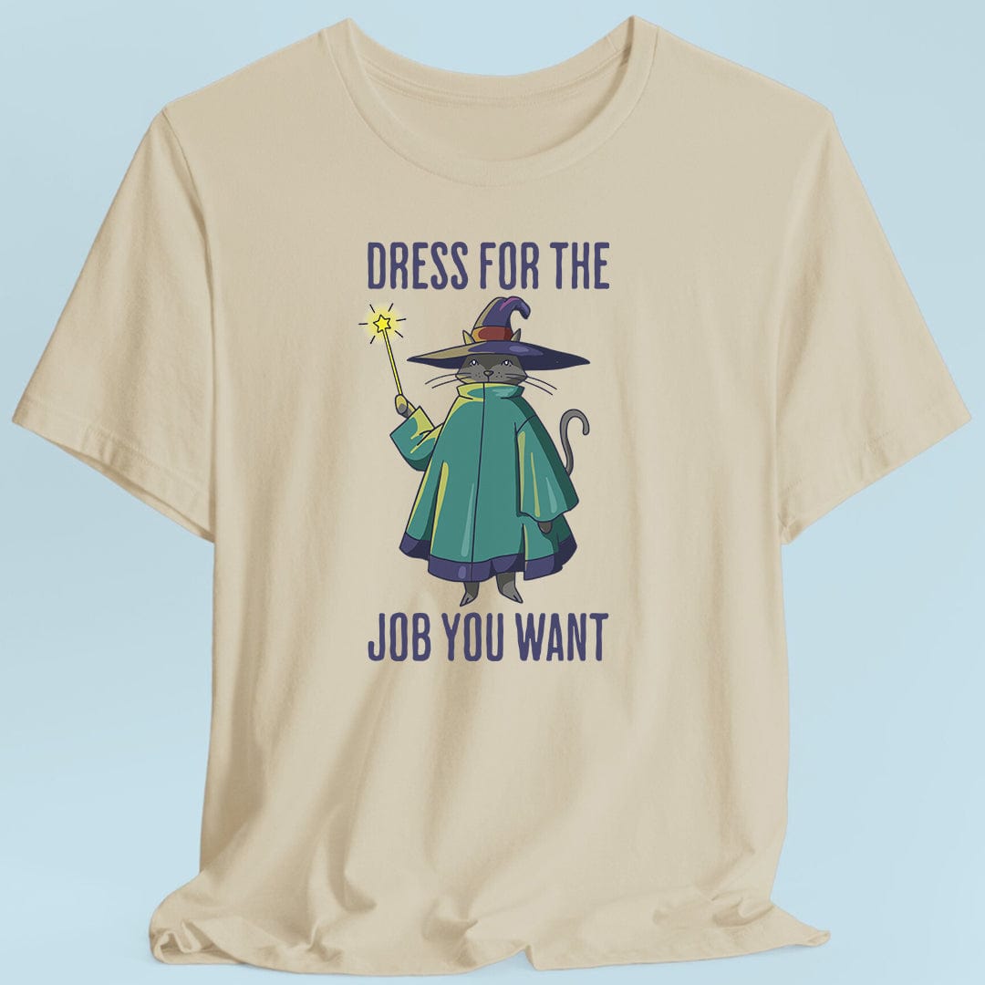 Printify T-Shirt Sand / S Wizard Cat T-Shirt - Dress For The Job You Want
