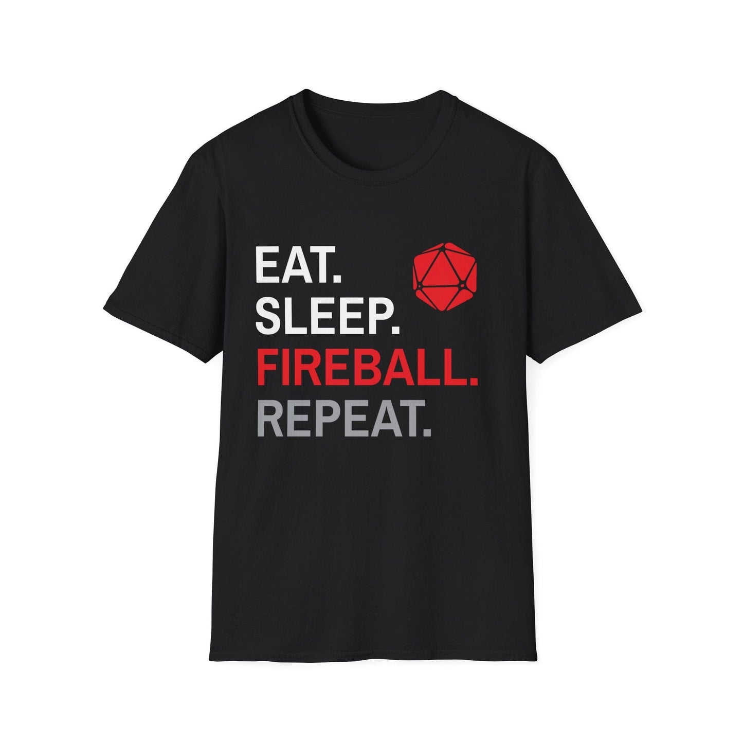 Printify T-Shirt Black / S Wizard Class T-Shirt – 'Eat, Sleep, Fireball, Repeat'
