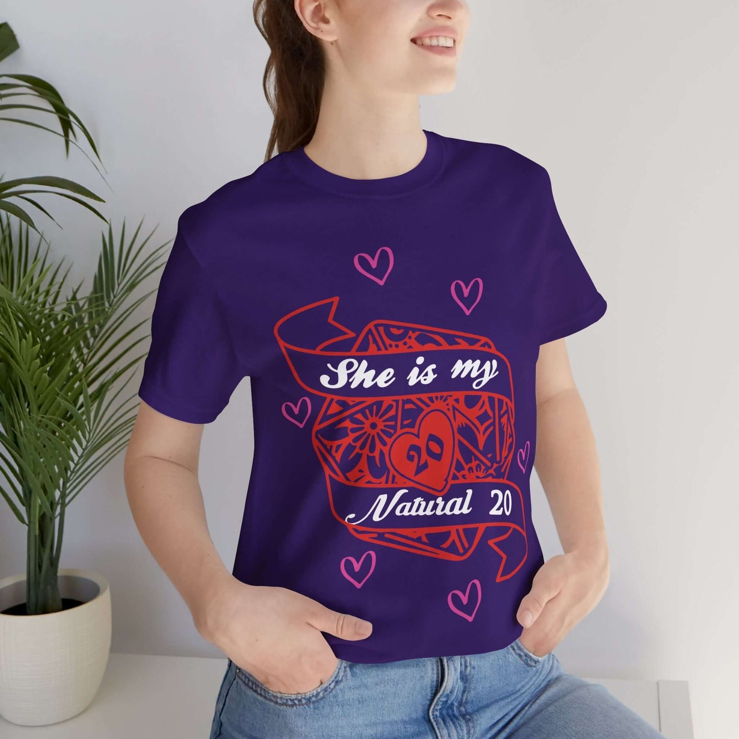 DND Valentines Gift Shirt - She is My Natural 20 - D&D Matching Couples Shirt Color: Black Size: S