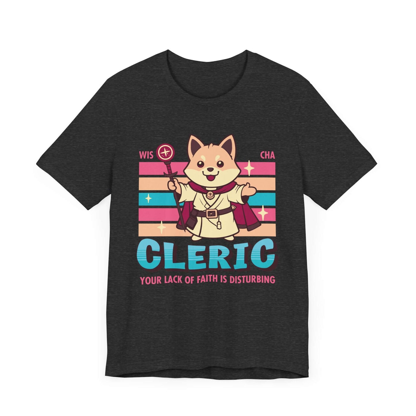 DnD Cleric Shirt - D&D Kawaii Class T-shirt Color: Dark Grey Heather Size: S