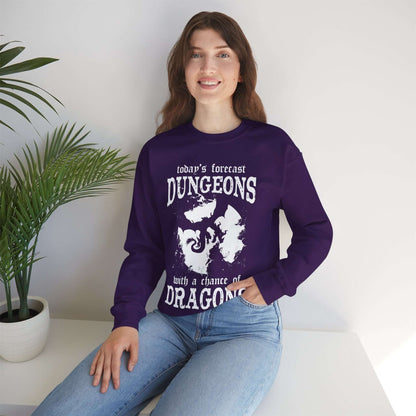 DND Sweatshirt - Funny Weather Forecast Size: S Color: Dark Heather