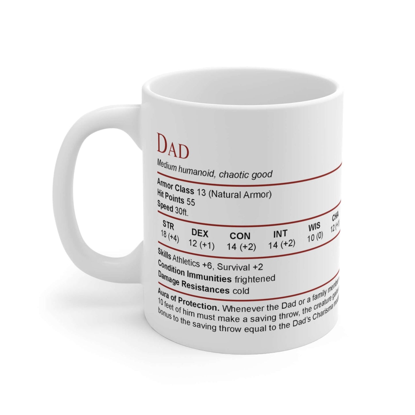 D&D Dad Stat Block Mug Size: 11oz