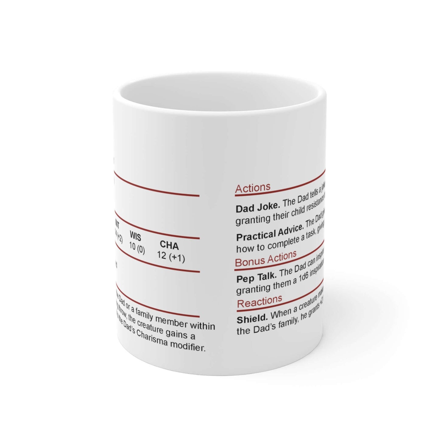 D&D Dad Stat Block Mug Size: 11oz