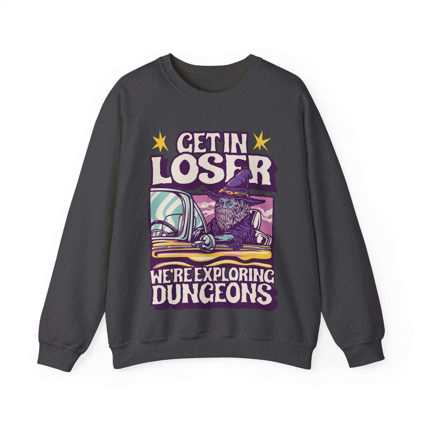 D&D Get In Loser Sweatshirt Size: S Color: Dark Heather