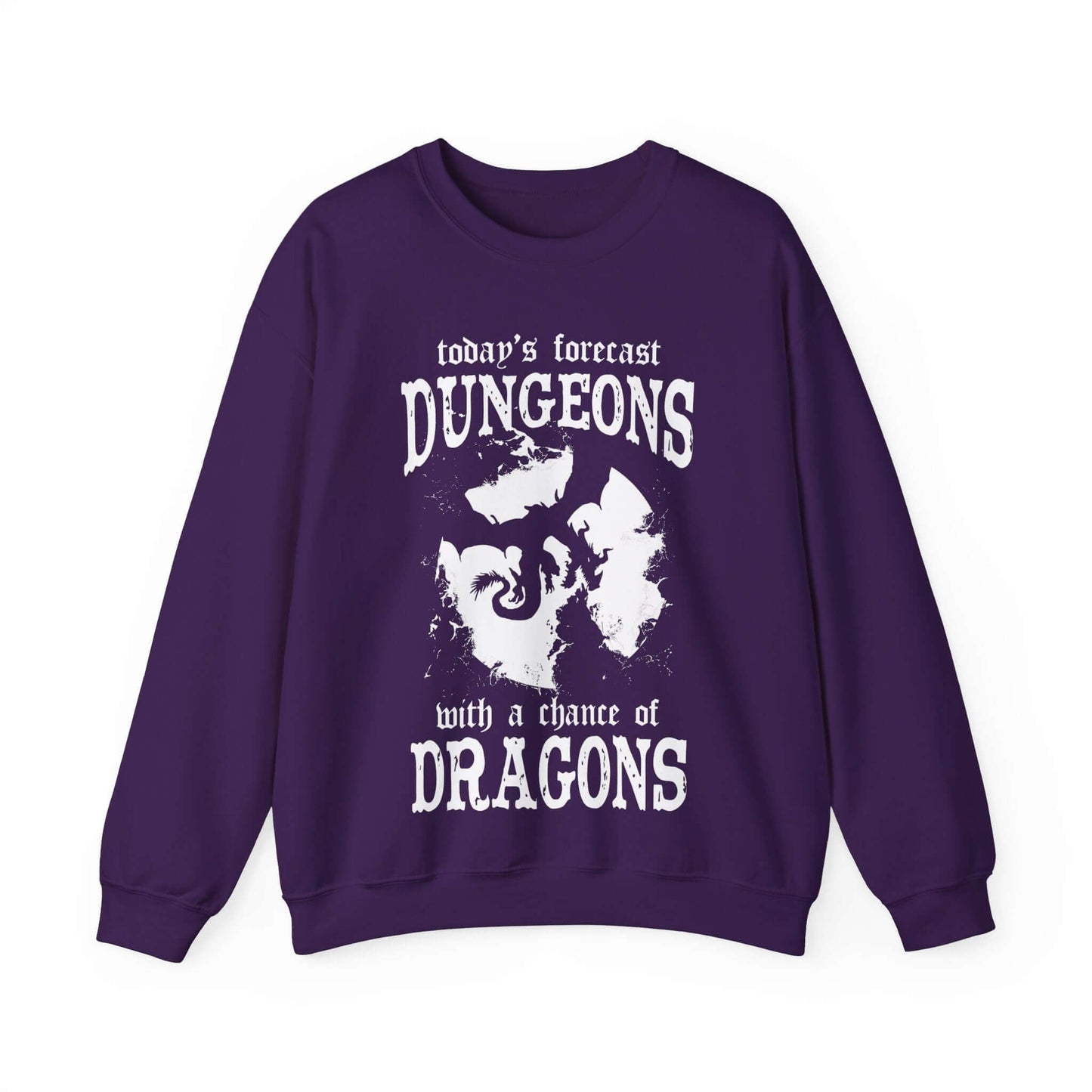 DND Sweatshirt - Funny Weather Forecast Size: S Color: Purple