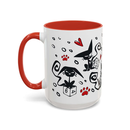 D&D Cat Dice Mug Size: 15oz Color: Red