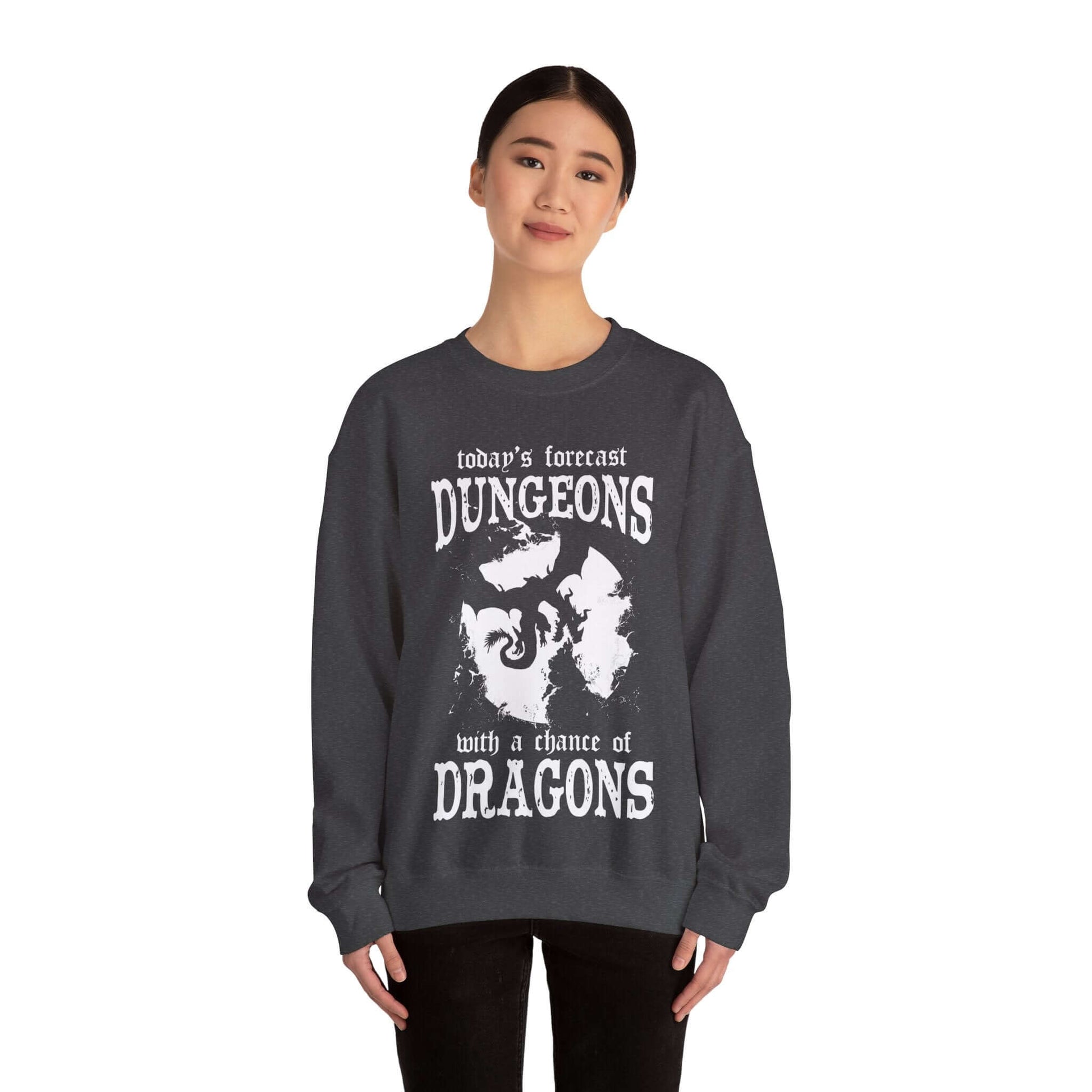 DND Sweatshirt - Funny Weather Forecast Size: S Color: Dark Heather