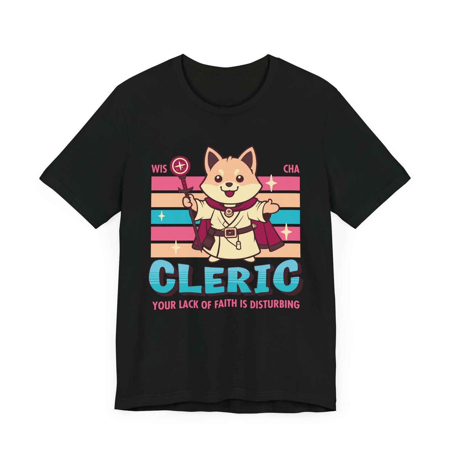 DnD Cleric Shirt - D&D Kawaii Class T-shirt Color: Black Size: S