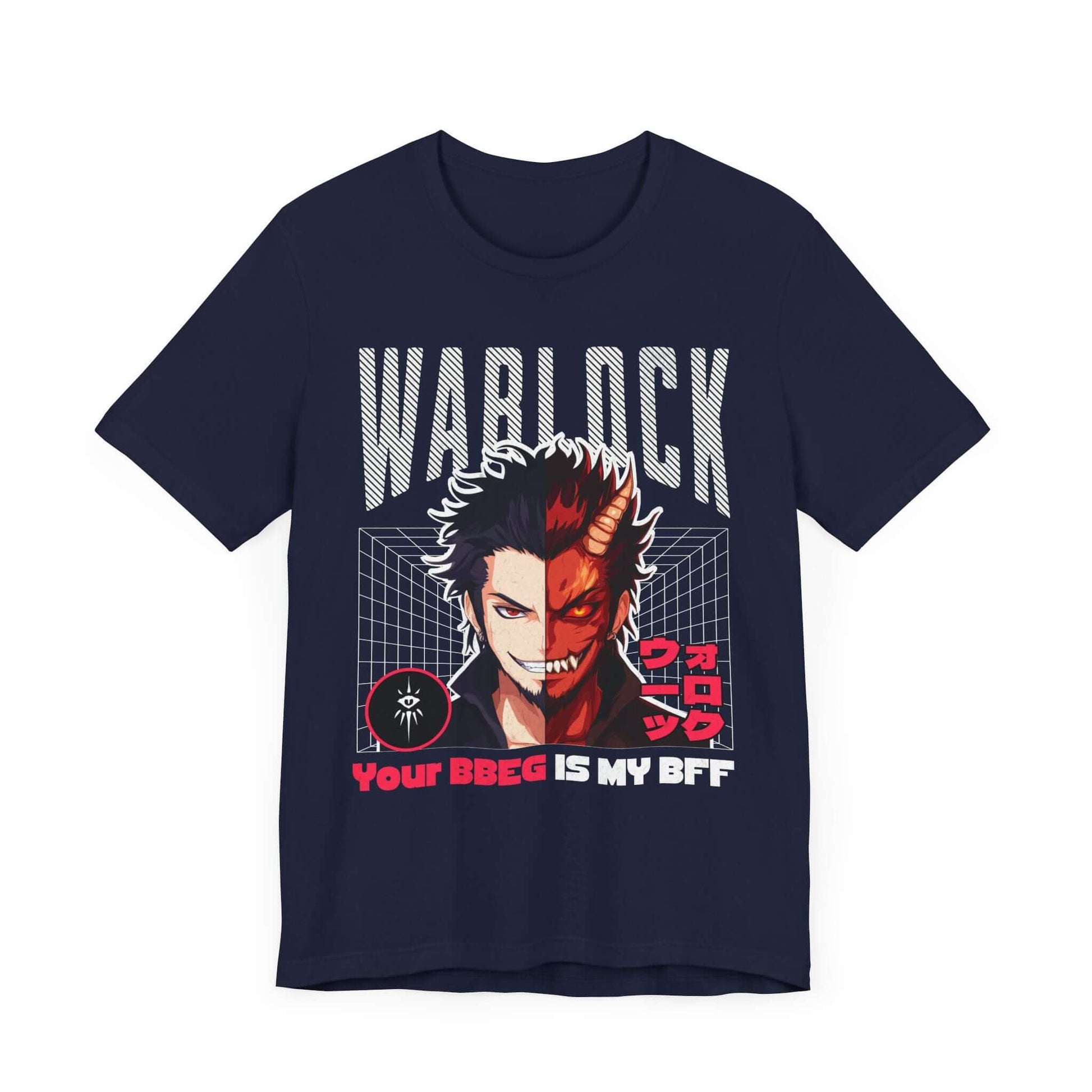 DnD Warlock T-shirt - Your BBEG Is My BFF Color: Navy Size: S