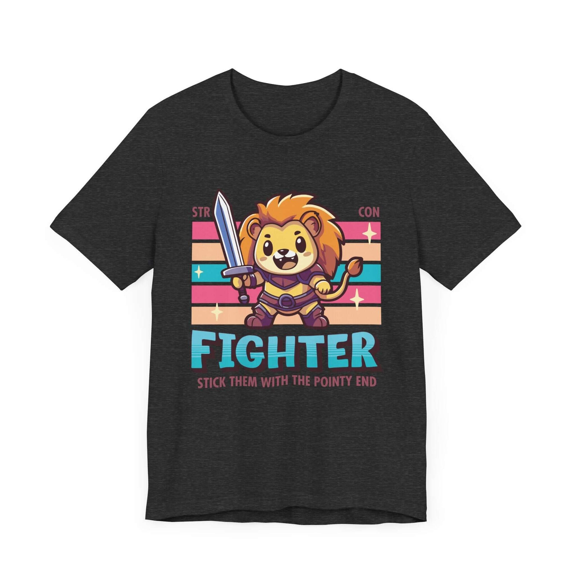 DnD Fighter Shirt - D&D Kawaii Class T-shirt Color: Dark Grey Heather Size: S