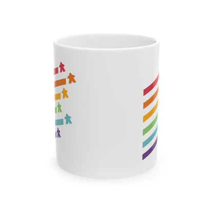 Board Game Meeple Rainbow Mug
