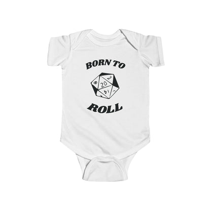 D&D Baby Bodysuit Born To Roll d20 Color: White Size: NB (0-3M)