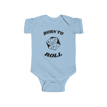 D&D Baby Bodysuit Born To Roll d20 Color: Light Blue Size: NB (0-3M)