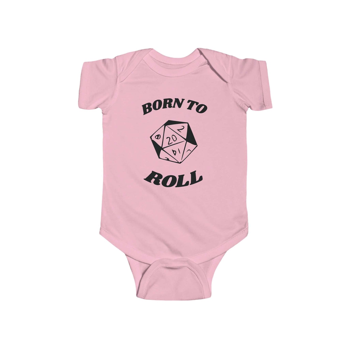 D&D Baby Bodysuit Born To Roll d20 Color: Pink Size: NB (0-3M)