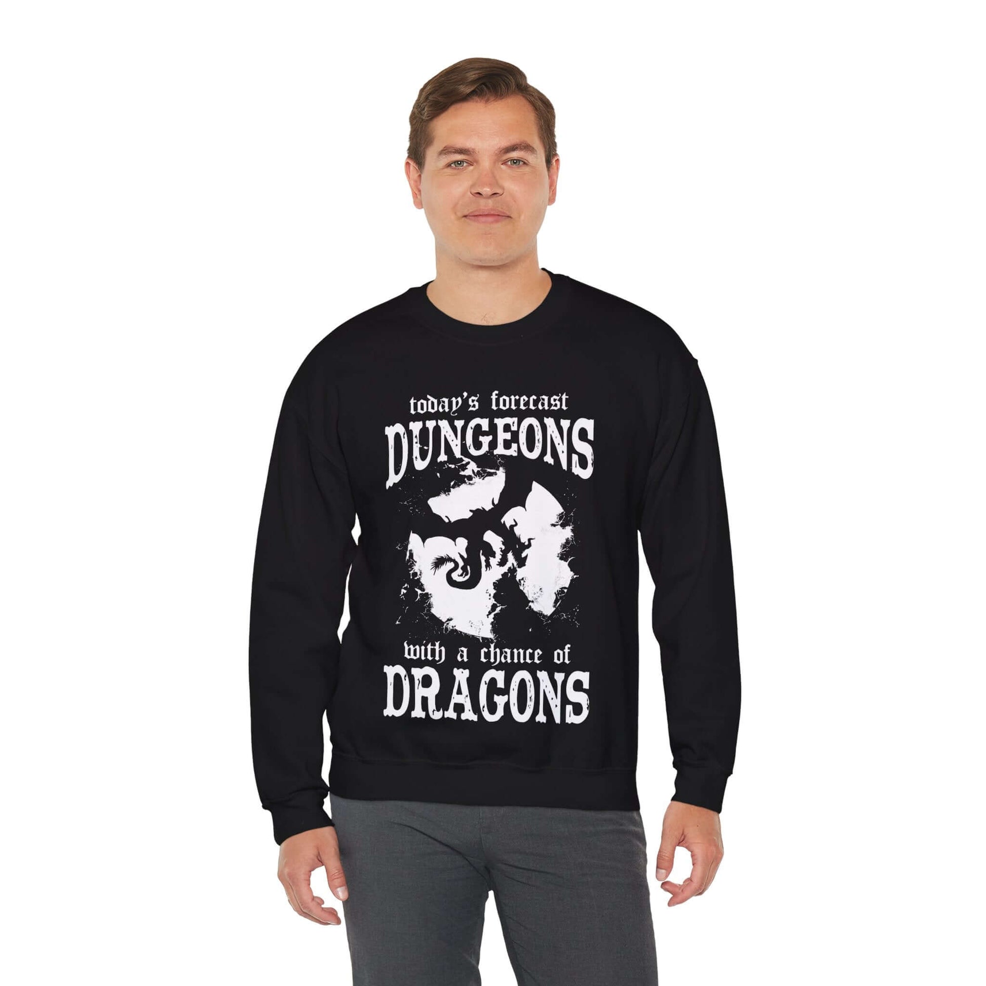 DND Sweatshirt - Funny Weather Forecast Size: S Color: Dark Heather