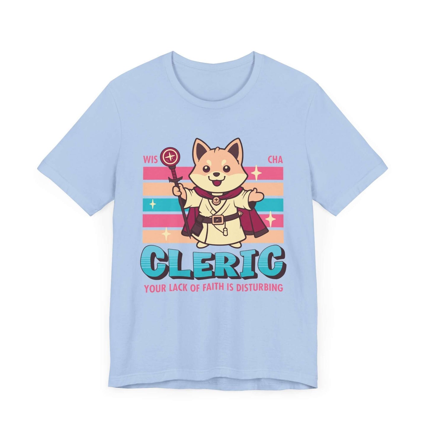 DnD Cleric Shirt - D&D Kawaii Class T-shirt Color: Baby Blue Size: S