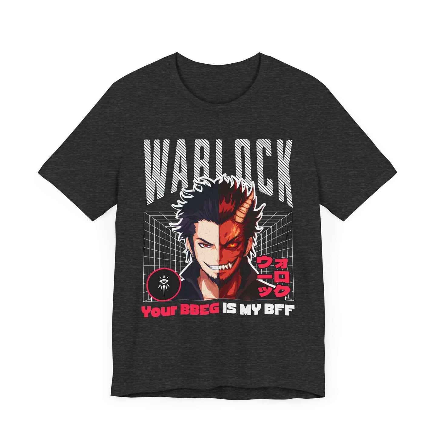 DnD Warlock T-shirt - Your BBEG Is My BFF Color: Dark Grey Heather Size: S