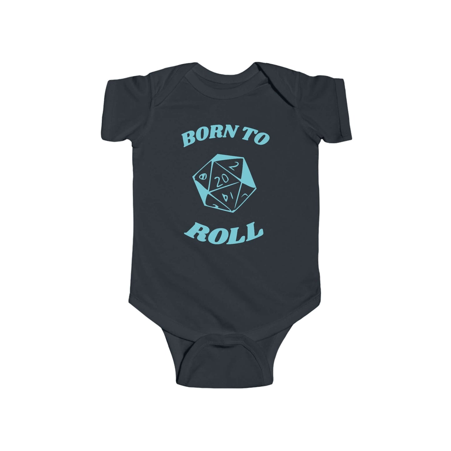 D&D Baby Bodysuit Born To Roll d20 Color: Black Size: NB (0-3M)