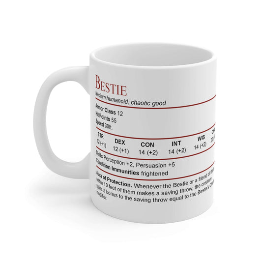 DnD Bestie Stat Block Mug Size: 11oz