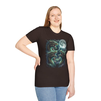 Printify T-Shirt 3 Dragon Moon T-Shirt — Triple Serpent Fantasy Graphic Tee