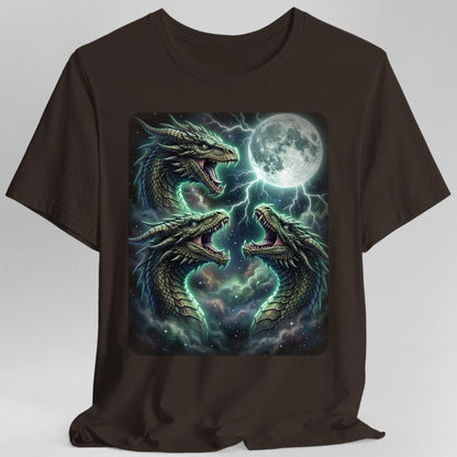 Printify T-Shirt Dark Chocolate / S 3 Dragon Moon T-Shirt — Triple Serpent Fantasy Graphic Tee