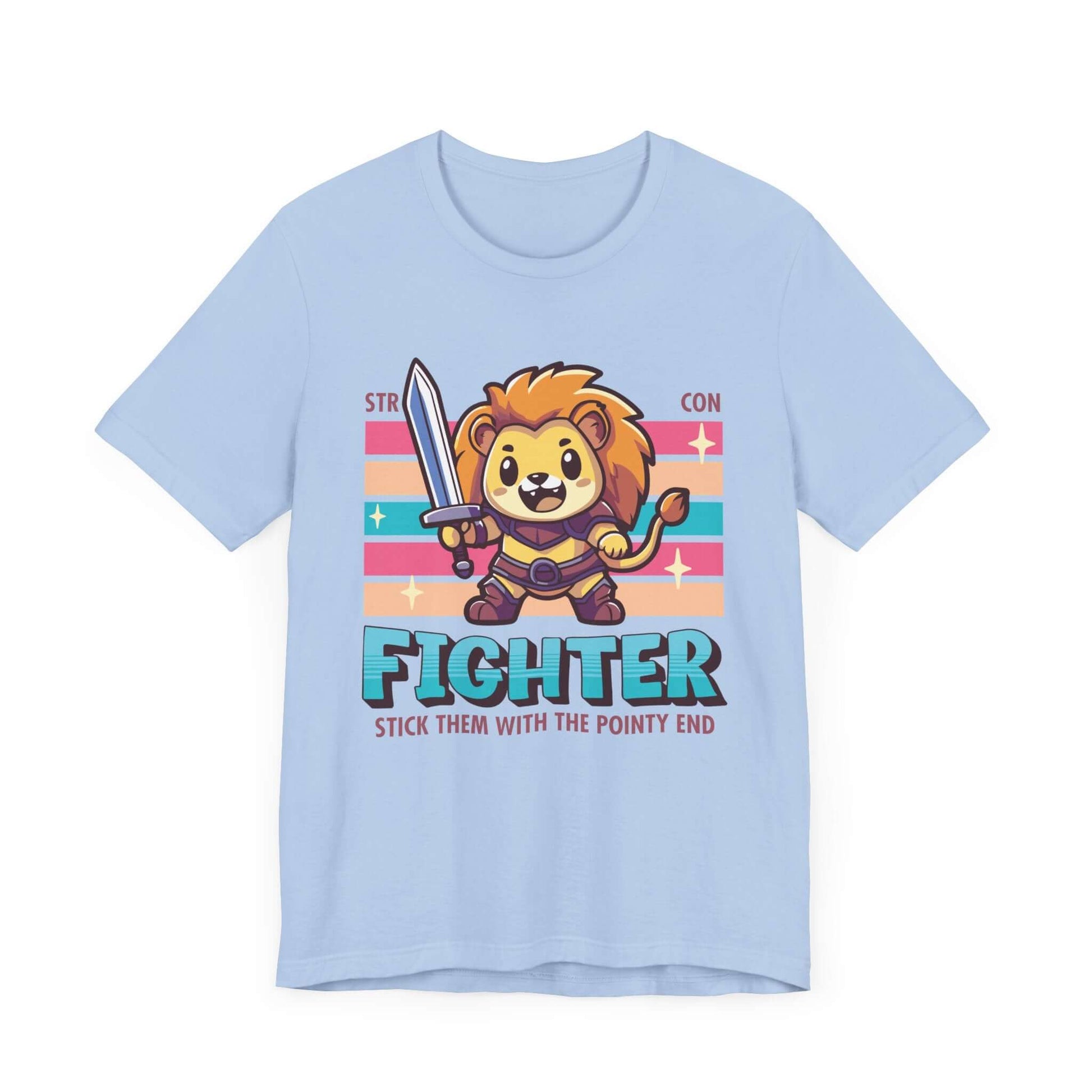 DnD Fighter Shirt - D&D Kawaii Class T-shirt Color: Baby Blue Size: S