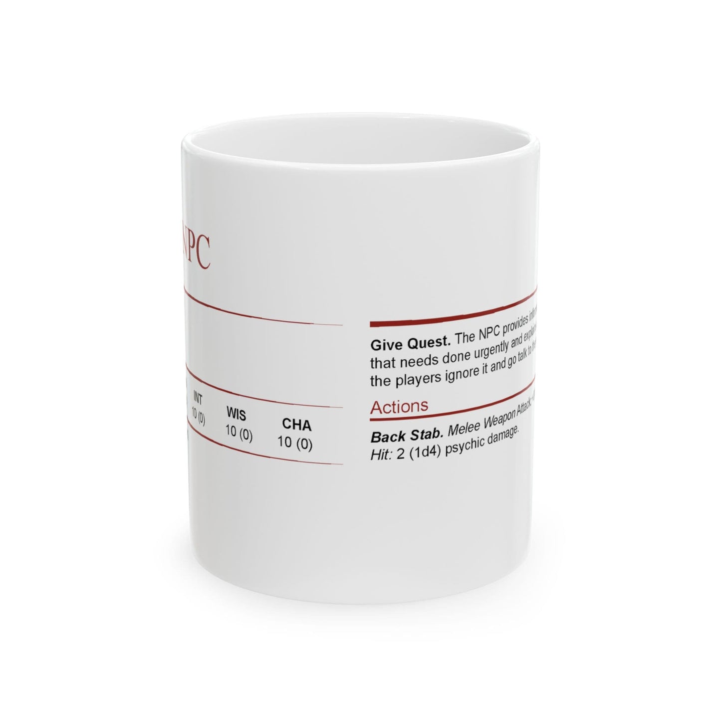 D&D Essential NPC Stat Block Mug