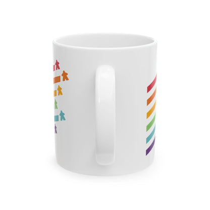 Board Game Meeple Rainbow Mug