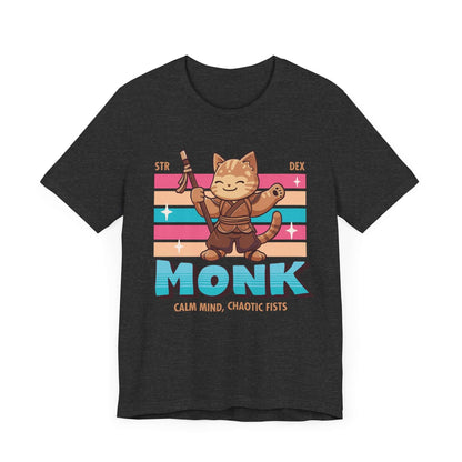 DnD Monk Shirt - D&D Kawaii Class T-shirt Color: Dark Grey Heather Size: S