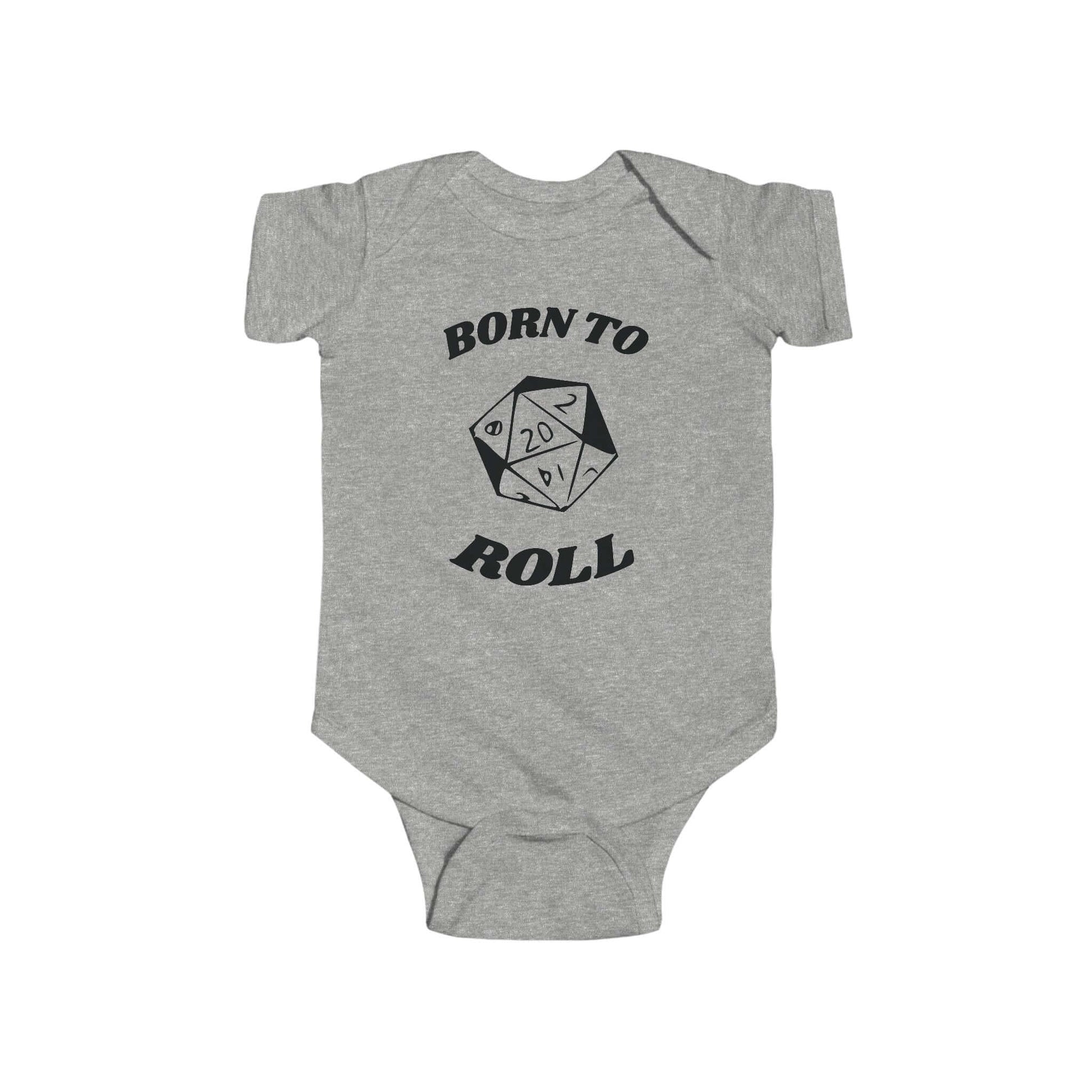 D&D Baby Bodysuit Born To Roll d20 Color: Heather Size: NB (0-3M)