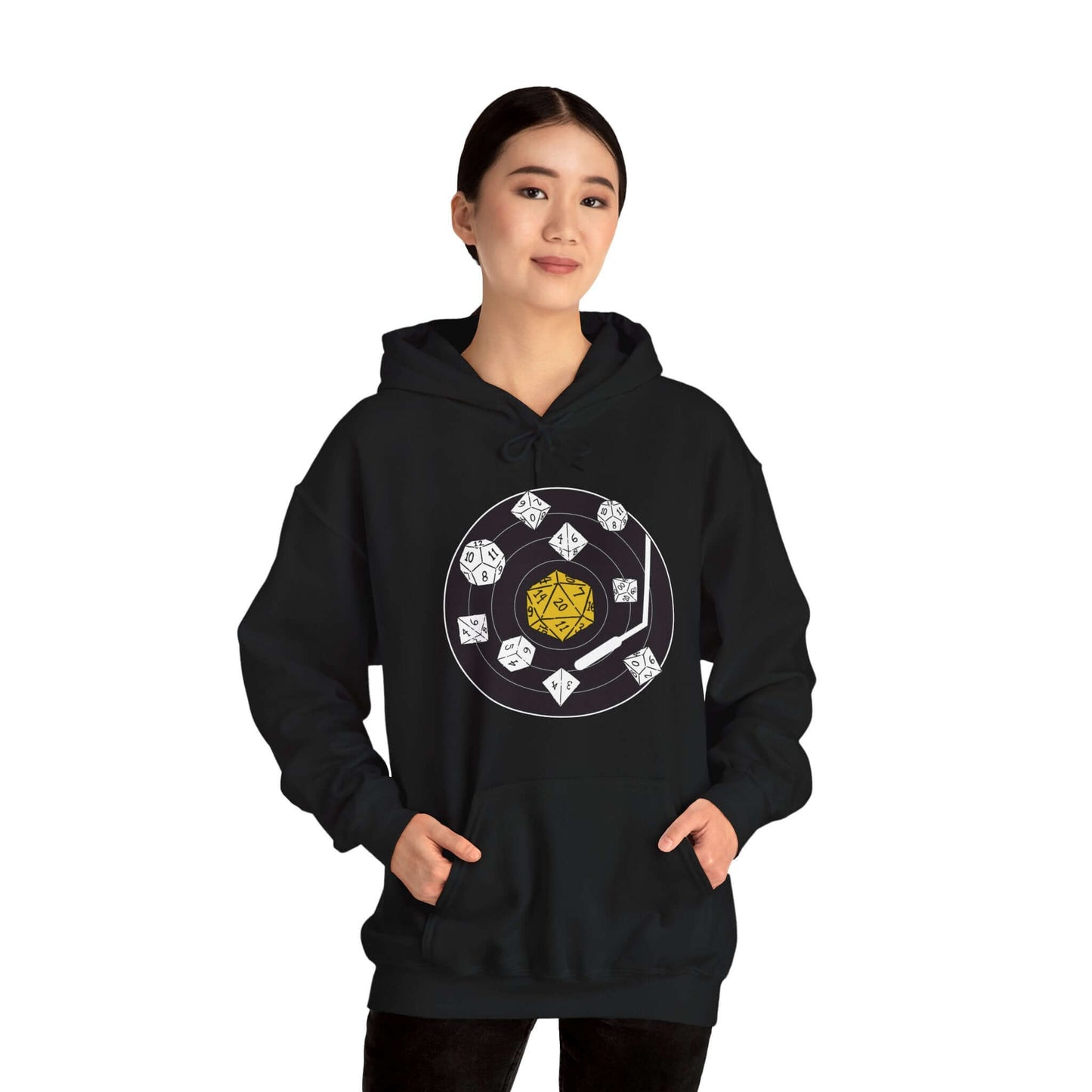 D&D Dice Record Vinyl Hoodie Color: Dark Heather Size: S