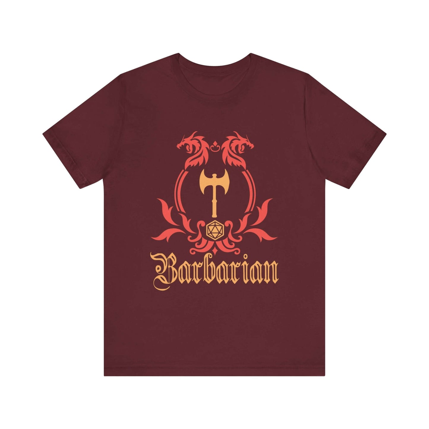 D&D Barbarian Class Emblem T-shirt Color: Maroon Size: S