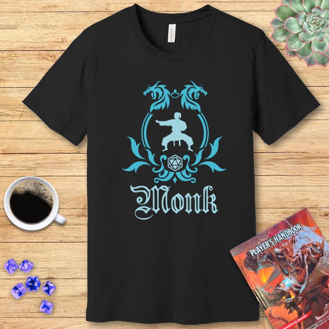 D&D Monk Class Emblem T-Shirt Color: Black Size: S