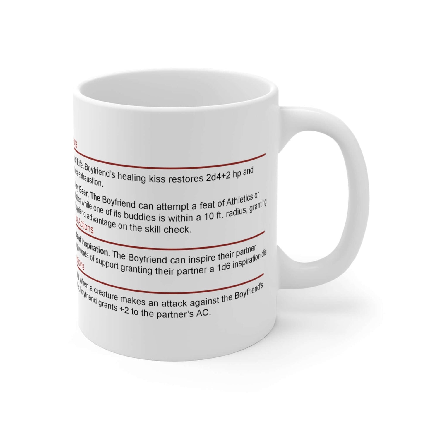 D&D Boyfriend Stat Block Mug Size: 11oz