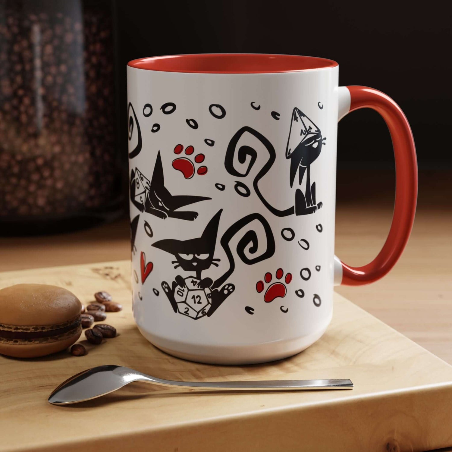 D&D Cat Dice Mug Size: 11oz Color: Black