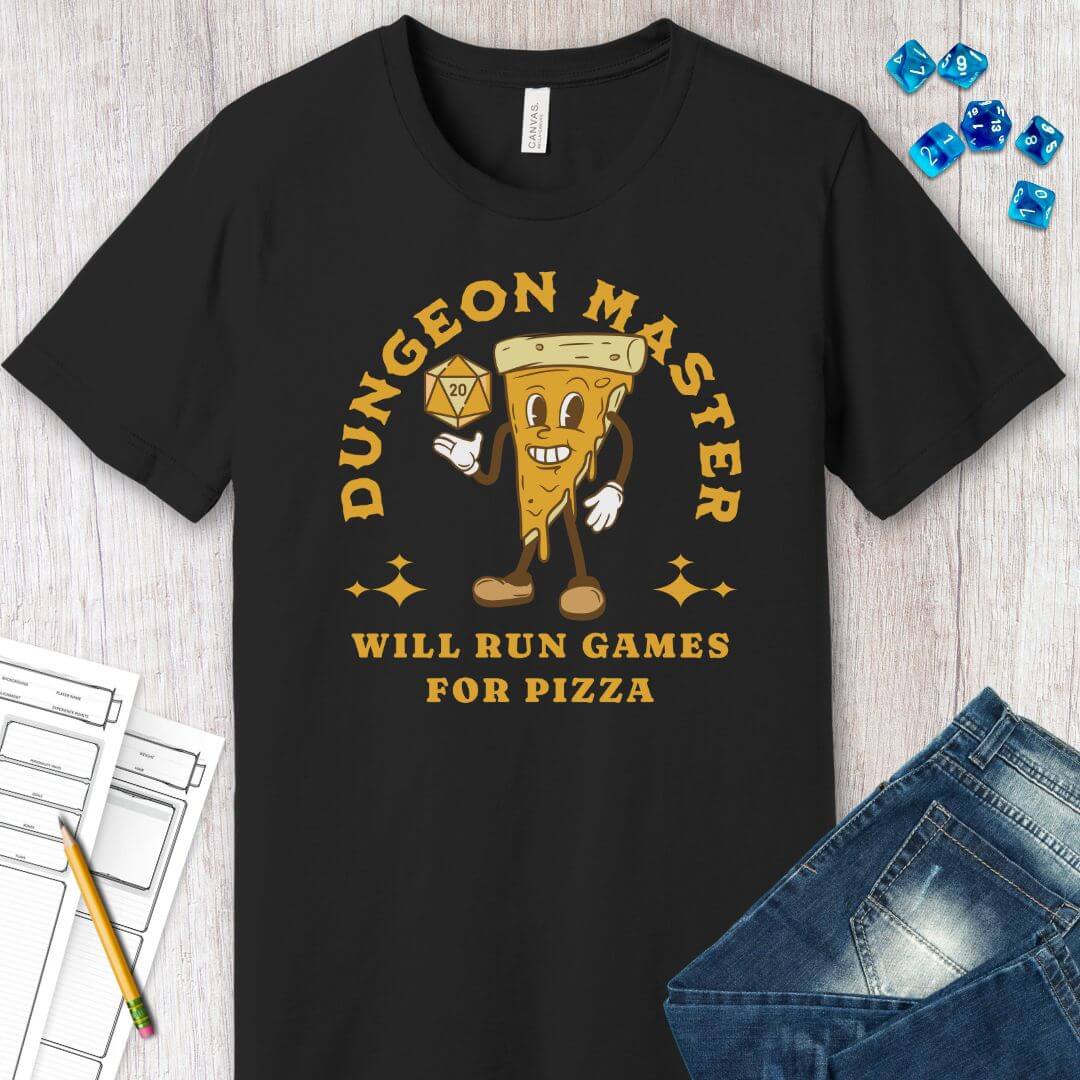 D&D Dungeon Master for Pizza T-Shirt Color: Black Size: S