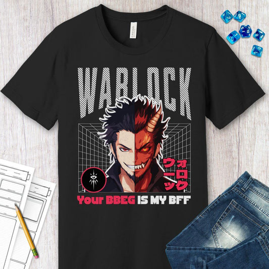 DnD Warlock T-shirt - Your BBEG Is My BFF Color: Black Size: S