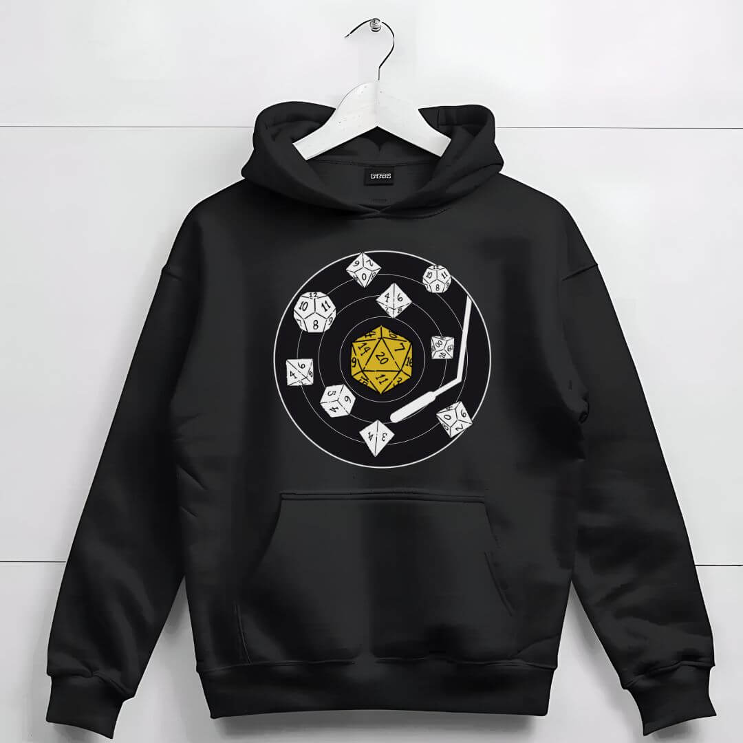 D&D Dice Record Vinyl Hoodie Color: Dark Heather Size: S