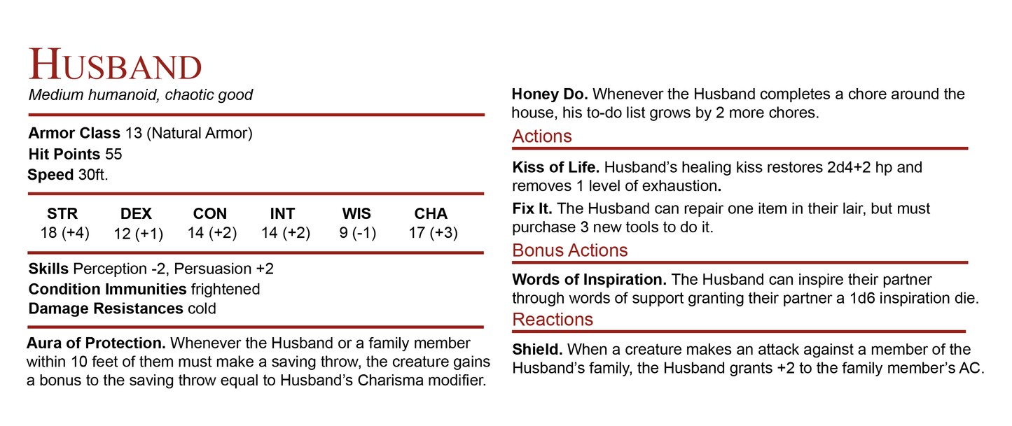 D&D Husband Stat Block Mug