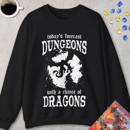 DND Sweatshirt - Funny Weather Forecast Size: S Color: Dark Heather