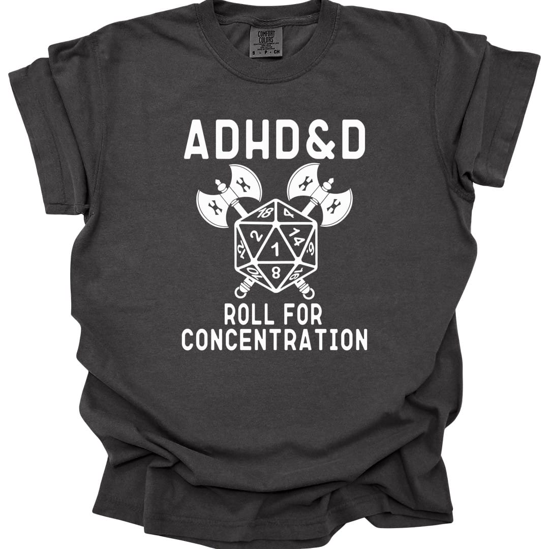 Printify T-Shirt Pepper / S ADHD&D Roll For Concentration T-Shirt - Comfort Colors