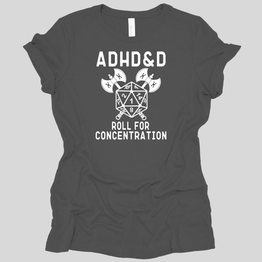 Printify T-Shirt Asphalt / S ADHD&D Roll For Concentration Women's T-Shirt